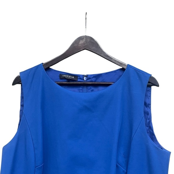 Lafayette 148 blue cotton blend sleeveless sheath dress office professional - Picture 4 of 12